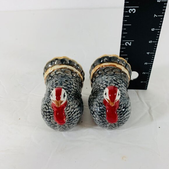 Thanksgiving Turkey Mini Salt Pepper Shakers Ceramic 2" Autumn Harvest Fall Deco - Picture 9 of 9